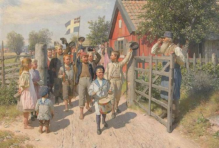 august malmstrom The old and the young Sweden oil painting picture